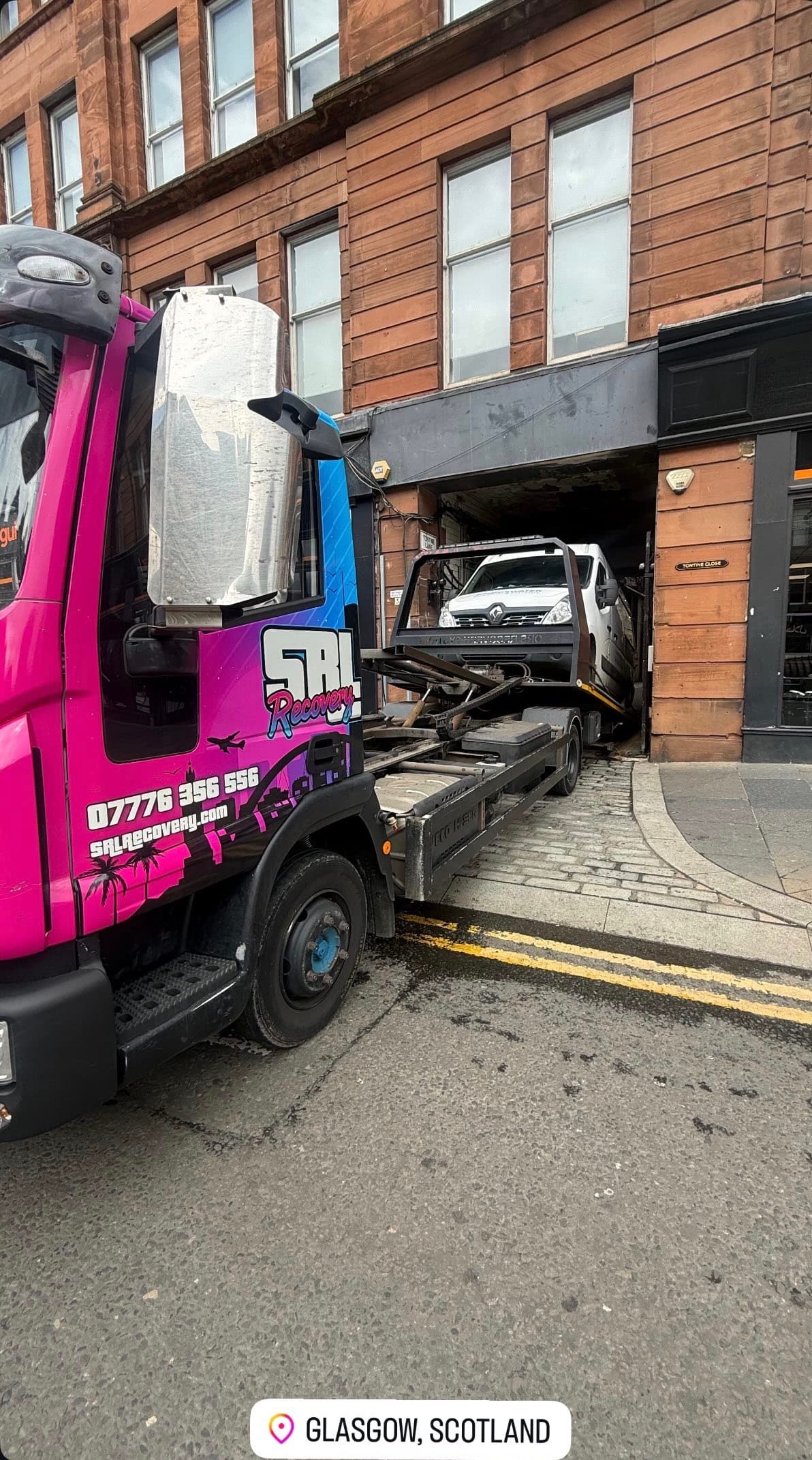 Renault master lwb recovered Glasgow city centre to Carmyle