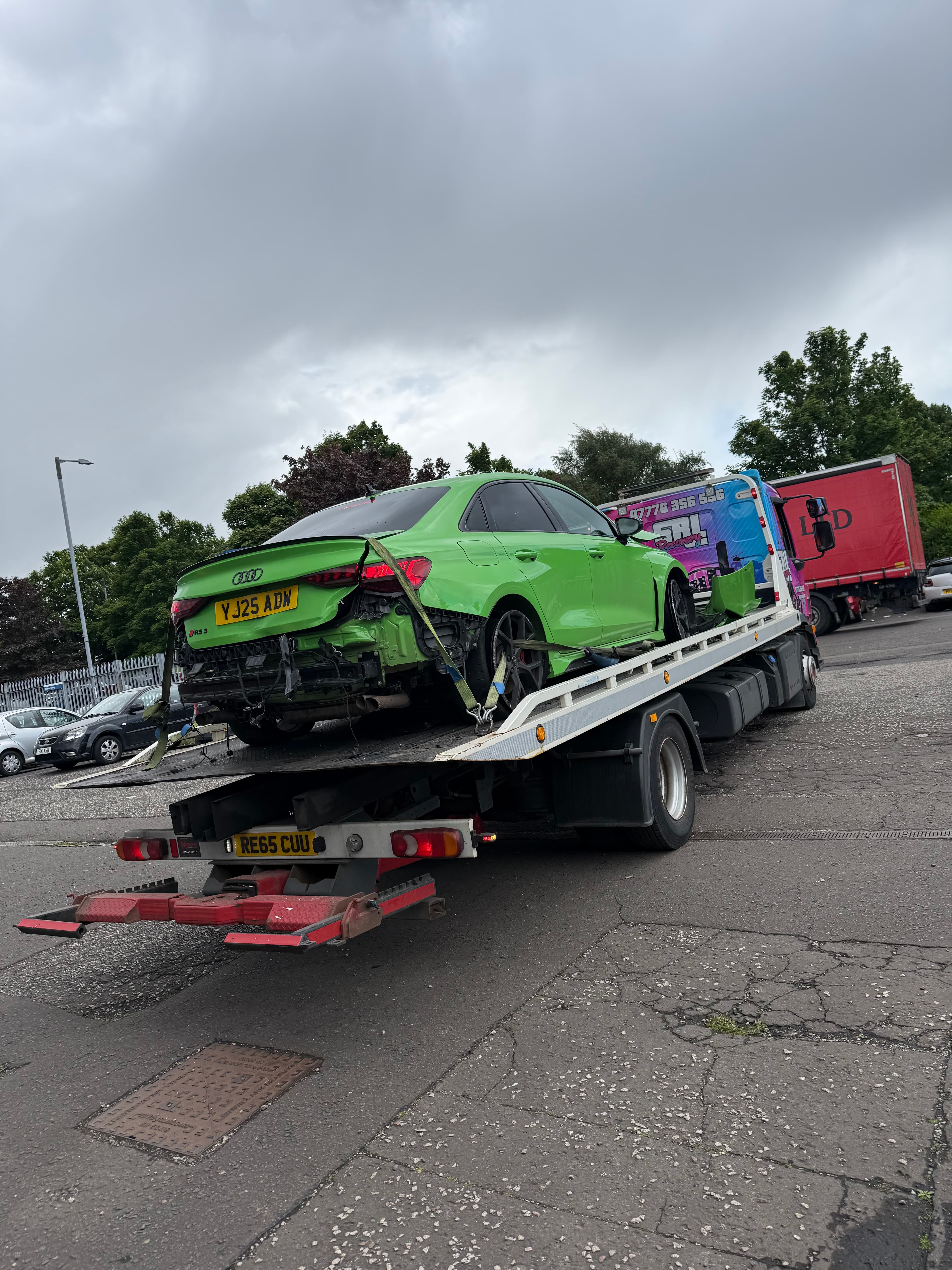 Audi rs3 accident damaged recovery